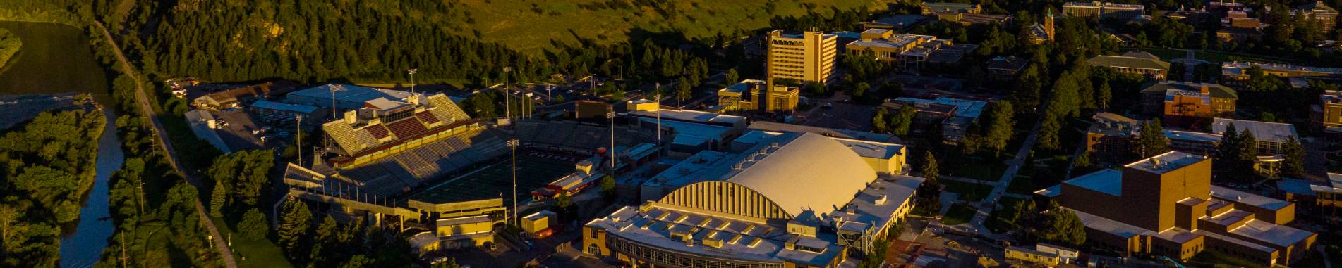 Aerial footage of campus