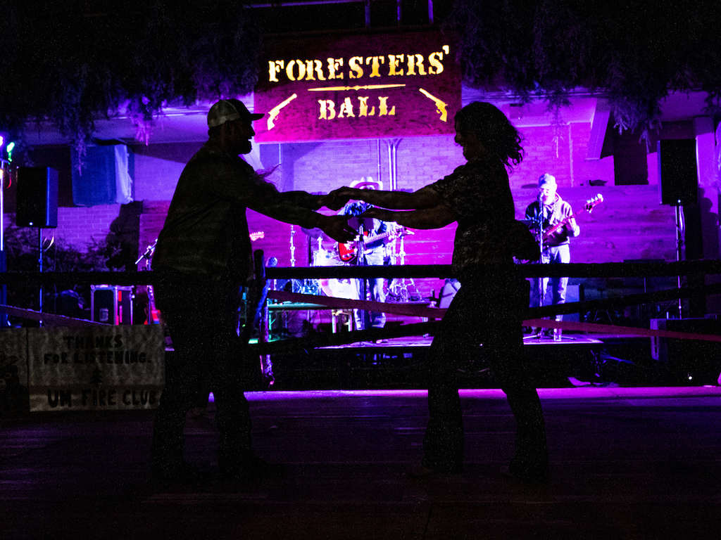 Two students dance at the Foresters' Ball.